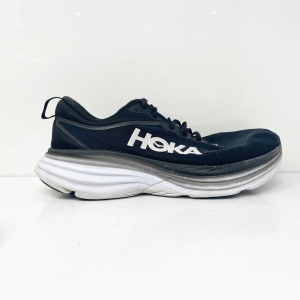 Hoka One One Mens Bondi 8 1127953 BWHT Black Running Shoes Sneakers Size 9.5 2E For Cheap