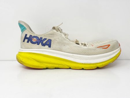 Hoka One One Mens Clifton 9 1127895 EPFR White Running Shoes Sneakers Sz 10.5 D Hot on Sale