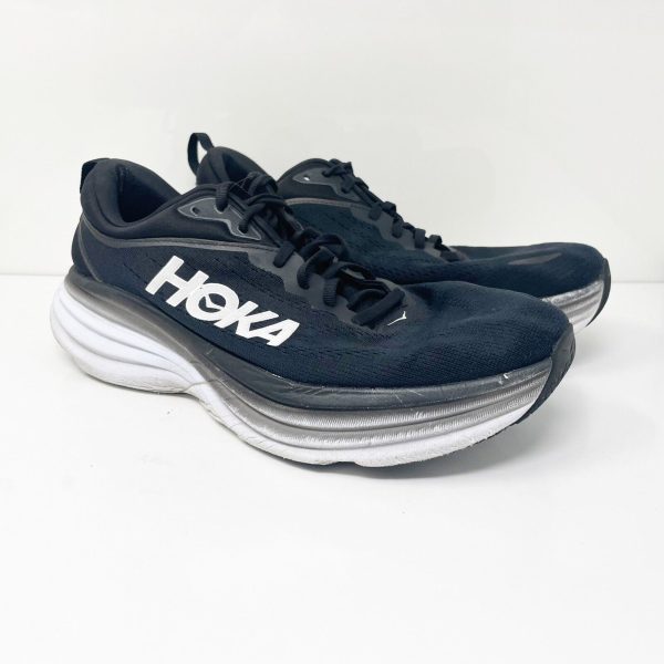 Hoka One One Mens Bondi 8 1127953 BWHT Black Running Shoes Sneakers Size 9.5 2E For Cheap