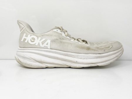 Hoka One One Mens Clifton 9 1127896 WWH White Running Shoes Sneakers Size 11.5 D For Cheap