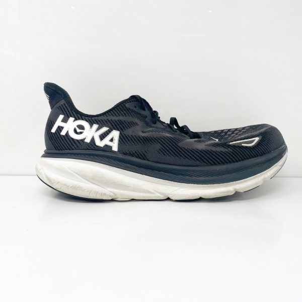 Hoka One One Mens Clifton 9 1132210 BWHT Black Running Shoes Sneakers Sz 13 2E Fashion