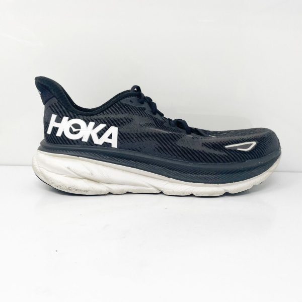 Hoka One One Mens Clifton 9 1127895 BWHT Black Running Shoes Sneakers Size 9 D Fashion