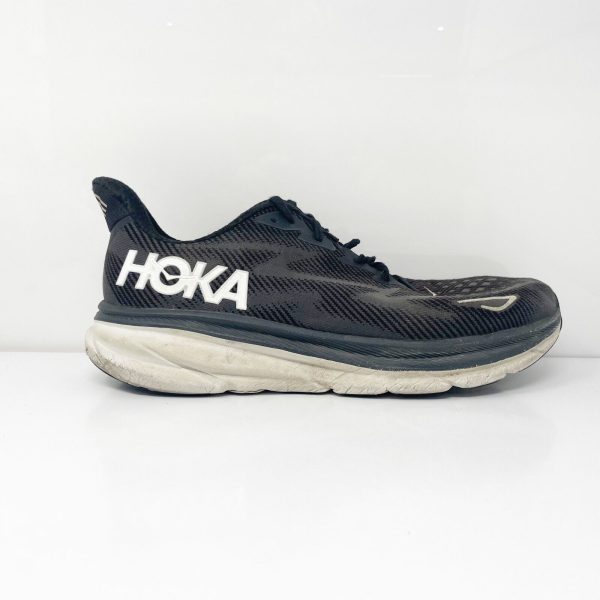 Hoka One One Mens Clifton 9 1127895 BWHT Black Running Shoes Sneakers Size 12.5D For Cheap