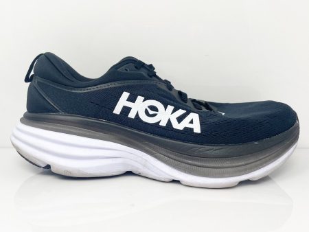 Hoka One One Mens Bondi 8 1127953 BWHT Black Running Shoes Sneakers Size 10 2E Hot on Sale