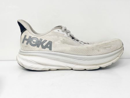 Hoka One One Mens Clifton 9 1127895 NCSW White Running Shoes Sneakers Size 12 D on Sale