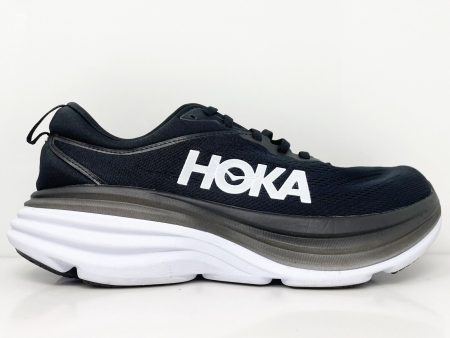 Hoka One One Mens Bondi 8 1123202 BWHT Black Running Shoes Sneakers Size 9.5 D on Sale