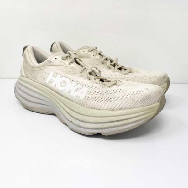 Hoka One One Mens Bondi 8 1123202 OKB Ivory Running Shoes Sneakers Size 9.5 D Sale